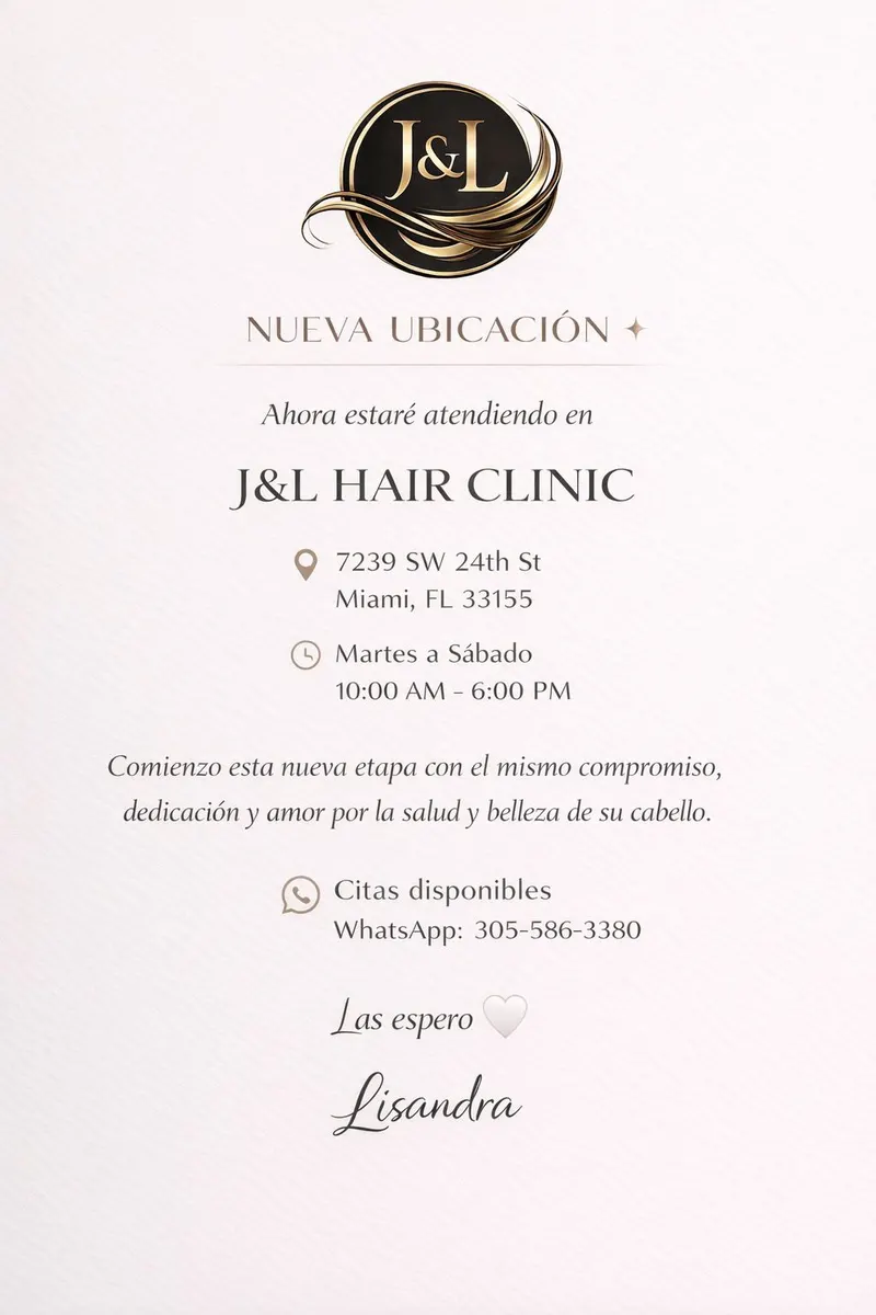 Ubicación y horario de AlelizSalon en J&L Hair Clinic: 7239 SW 24th St, Miami, FL 33155